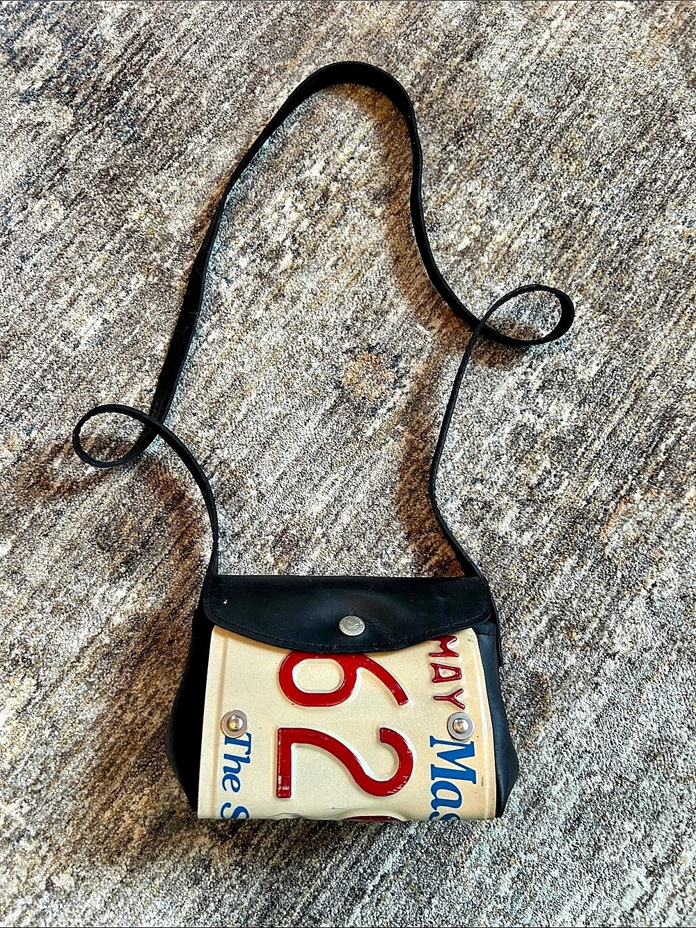 Little Earth License Plate Crossbody Bag in Black & Cream